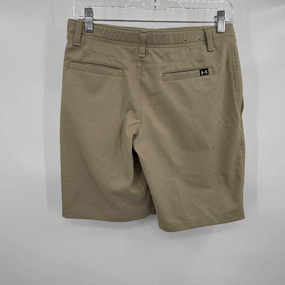 Under Armour Golf Shorts Kids Size YLG Tan Performance Flat Front - Picture 3 of 7